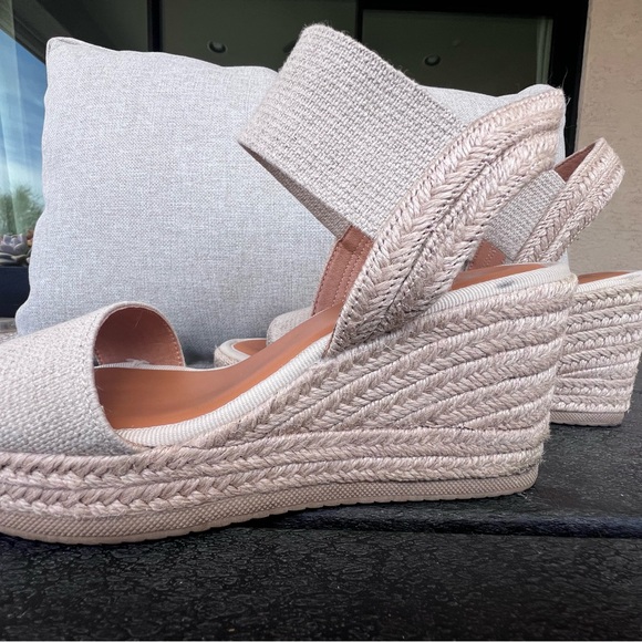 SZ7.5 Mia Cream Brittni Espadrille Wedge Sandals with Wide Straps with elastic. - Picture 2 of 16